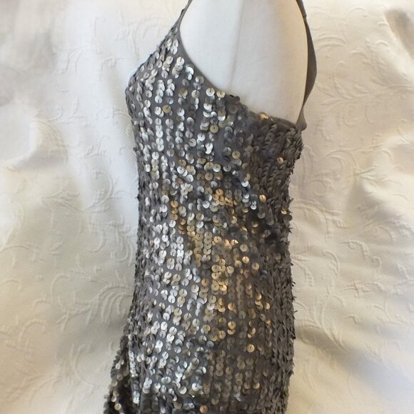 Olive Sequin Dress Glamorous Cocktail Dress Size Small Party Dress - Picture 7 of 14
